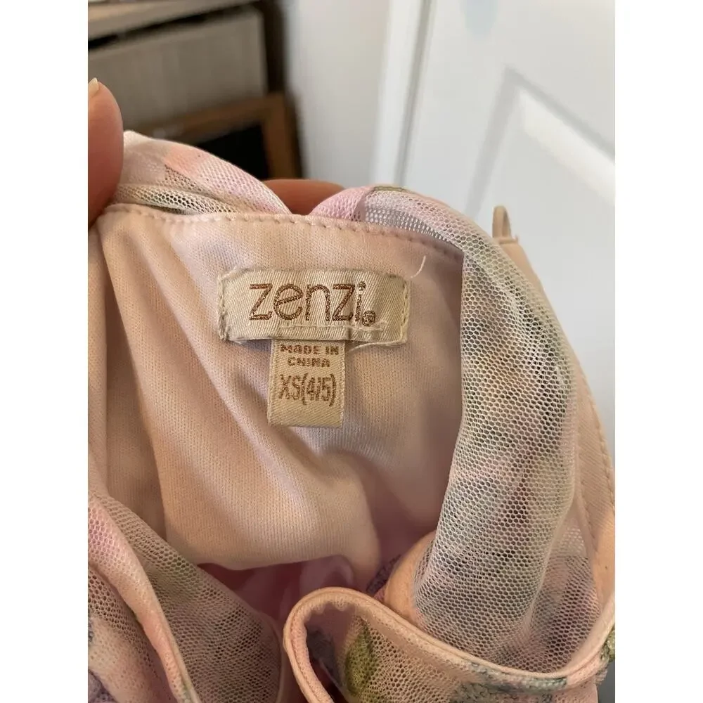 Zenzi Floral High Low Tulle Formal Girl Dress Size XS 4/5 Pink Garden Fairy EUC - Picture 14 of 14
